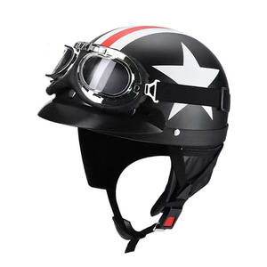 <span class=keywords><strong>Casque</strong></span> de <span class=keywords><strong>Moto</strong></span> Rétro avec Lunettes de Protection <span class=keywords><strong>Casque</strong></span> en Cuir - Product Image 2