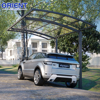 Abri de voiture extérieur en polycarbonate et aluminium, pour une ou deux voitures, structure de toit de garage métallique