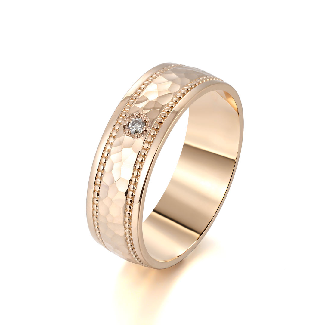 Anillo de oro de 14 quilates con diamantes naturales