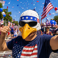 Masque d'aigle réaliste avec casquette de baseball réglable, design drapeau américain, costume d'oiseau intégral pour Halloween, cosplay et fêtes