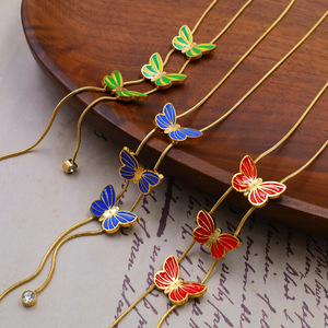 Butterfly Pendant Necklace Zinc Alloy Chain With Crystal Drop Party Jewelry Accessory - Product Image 3