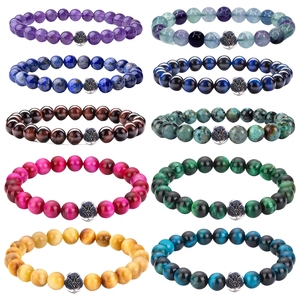 Promotion : Bracelet de mode en perles de pierre naturelle 8MM, motif renne de Noël argenté, bijoux énergétiques pour le yoga - Product Image 1