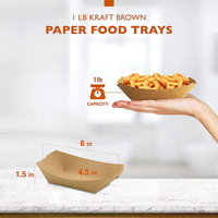 Barquette en papier kraft moderne, résistante à la graisse, jetable, avec logo personnalisé, pour salades, snacks, pop-corn, frites