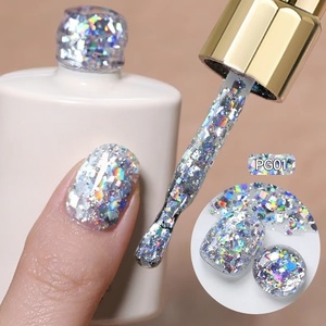 Vernis à ongles gel pailleté 15 ml effet argent scintillant, à retirer par trempage UV LED, pour mariage et manucure - Product Image 6