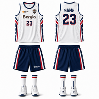 Conjunto de Pantalones y Camiseta de Baloncesto de Malla Transpirable con Estampado por Transferencia de Calor Personalizado Beryla, Unisex, Tallas Grandes, Sin Mangas, Elástico