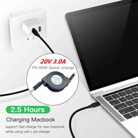 Produit le plus vendu dans alibaba 3.3ft type-c à type-c 3A 60W câble usb rétractable UC022 pour câble de chargeur de téléphone portable pour ordinateur portable