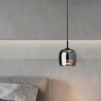 Vente flash : Lampe suspendue LED classique en verre fumé, idéale pour le salon, la chambre à coucher, le chevet, à économie d'énergie et à hauteur réglable