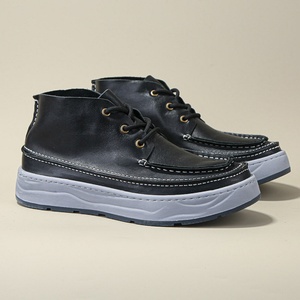 Men's Genuine <b>Leather</b> Flip Top <b>Work</b> <b>Boots</b> Elevator Shoes with Thick Sole Retro Casual Breathable Walking Shoes and <b>Leather</b> Shoes - Product Image 3