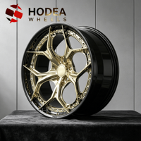 Jantes forgées en 2 parties à design étoile profond pour voitures de luxe et de performance – Jantes en alliage forgées sur mesure noires et dorées