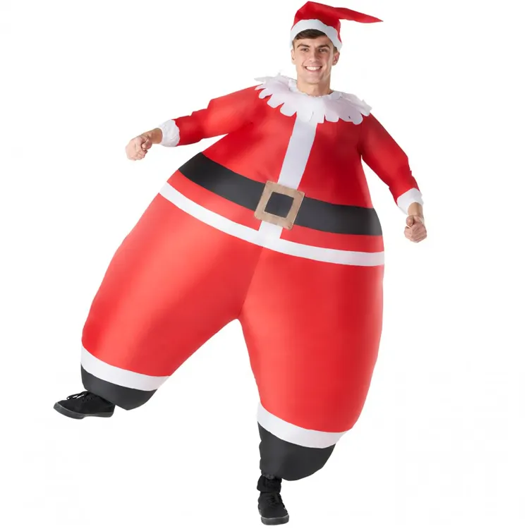 Hot Sale Customizable Size Adult Children Long Legged Santa Claus Holiday Party Giant Inflatable Costume