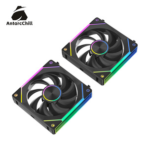 Ventilateur ARGB AntarcChill Black Daisy Chain avec halo central et miroir latéral, fixation rapide, modulaire, faible bruit, logo personnalisé - Product Image 6