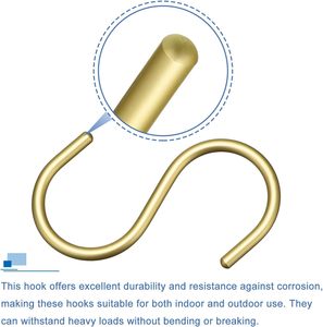 Uxcell <b>S</b> <b>Hooks</b> Pcs Aluminum Alloy <b>S</b> Shaped Hanger <b>Hook</b> <b>S</b> <b>Hooks</b> For Hanging Clothes Towels Shoe Scarf Bag Gold - Product Image 4