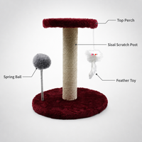Tour pour chat en corde de sisal en gros avec perchoir rond en peluche, jouet à ressort et jouet suspendu pour chatons et petits chats OEM