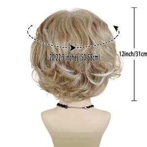 Perruque complète en <span class=keywords><strong>cheveux</strong></span> synthétiques <span class=keywords><strong>auburn</strong></span> foncés bouclés courts pour femmes perruques épaisses pour tous les jours - Product Image 3