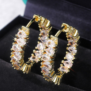 Orecchini a Cerchio con Pietra a Goccia Singola per Donne, Gioielli Eleganti e alla Moda - Product Image 4