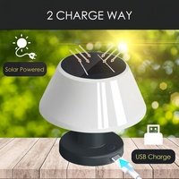 Lampe de table solaire pour jardin, rechargeable, IP65, LED, commande par bouton, 4 niveaux de luminosité réglables, résistante à l'eau, lumière de nuit moderne