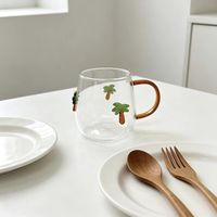 Taza de Vidrio de Borosilicato Hecha a Mano con Diseño Marino, Linda Taza con Asa y Animales en 3D para Bebidas y Regalos, Ideal para Instagram