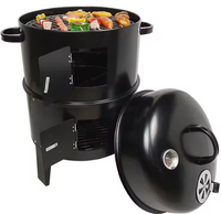 Barbecue fumoir pliant 3-en-1 compact et moderne en fer pour fêtes en plein air