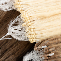Extensions de Cheveux Vierges à Micro-Anneaux Tête Complète, Vraies Cheveux Humains Ombré Invisible et Naturel, Microlinks