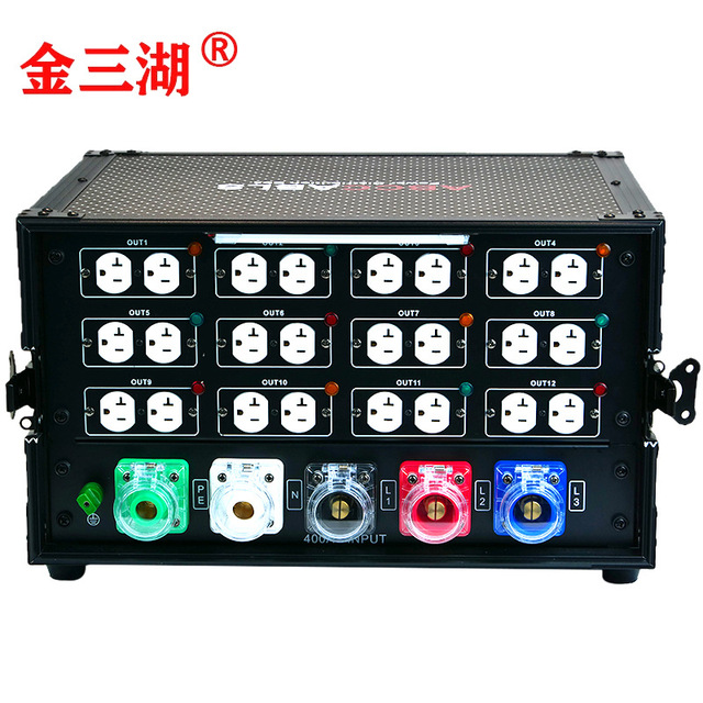 12-way 20A US-style Through-box Edison-style Plug Power Distribution Box for Stage Lighting Power Supply