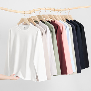 Camiseta de Manga Larga para Hombre, 230g, 100% Algodón, Blanca, Corte Holgado, Color Sólido, Anti-Pilling, Impresión Digital - Product Image 1
