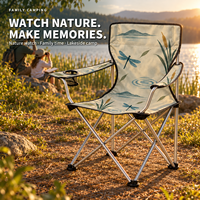 Chaise de camping en gros avec porte-gobelet latéral et logo et motif personnalisés pour le camping en plein air au bord du lac