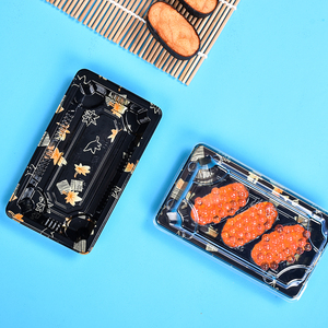 Sushi Togo Sunzza Food Grade Packaging Plastic Disposable Black Sushi Togo Tray Plastic Food Packaging Sushi Box