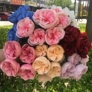 7 Heads England Austin Roses for Home Decor for Weeding Decorative Party Events. with White Yellow Periwinkle Ect. 7 Colors Silk