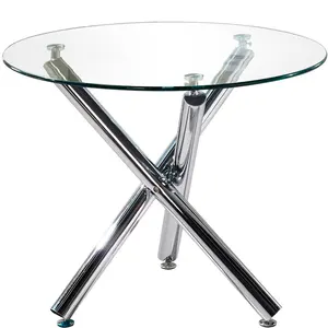 Italy style fashionable luxury dining table designs glass dining table 100*100 round coffee table modern