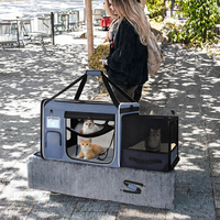 Sac de transport pour chat extra large extensible avec bac à litière, pliable, souple, avec fermetures éclair, pour 2 chats, idéal pour les voyages en voiture