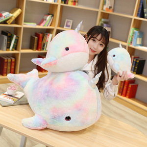 Arcobaleno narvalo giocattoli di peluche animali marini gettare cuscini pesci balena bambole di animali imbottite letto grande giocattolo per dormire acquario regalo - Product Image 1