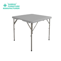 Table pliante en plastique HDPE blanc robuste SK-ZDZ-D002, 86 cm carré, portable, utilitaire, pour l'extérieur et l'intérieur, meubles de salle à manger
