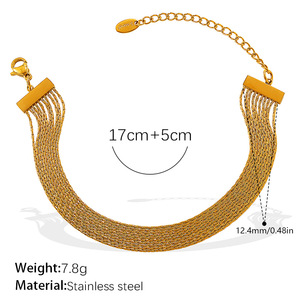 simple fashion versatile multi layer stackable design <b>bracelet</b> elegant high end stainless steel 18k gold plated necklace jewelry - Product Image 4