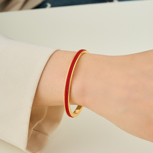 Red <b>String</b> Bracelet <b>Gold</b> Plated Cuff Women's Jewelry Gift Occasion Fashion Accessory - Product Image 2