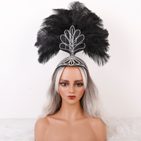 Accessoires capillaires en plumes en gros avec paillettes de cristal intégrées pour spectacles, défilés, fêtes et accessoires de costume