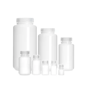Laboratório fornece frasco de reagente químico para garrafa HDPE de 250 ml, frasco branco de reagente de boca larga