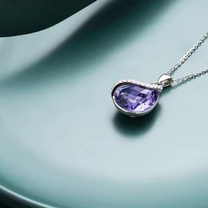 Collares de Plata de Ley 925 con Piedras Preciosas, Diseño de Gota de Agua, Colgante Personalizado Directamente de Fábrica de Joyería, Collares con Baño de Rodio - Product Image 5