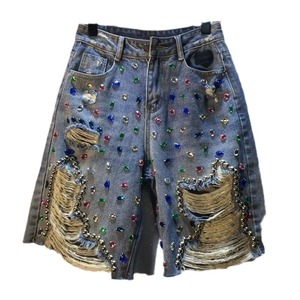 Butik toptan 2025 sonbahar yeni moda yüksek belli <span class=keywords><strong>Denim</strong></span> Slim Fit çok yönlü püskül kadın şort - Product Image 5