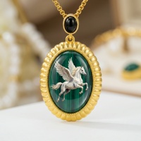 Pendentif Pégase ailé peint à la main, mythologie grecque, symbole de la liberté, amulette, bijoux personnalisés avec pierres précieuses