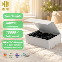 Emballage de luxe personnalisé, boîte-cadeau magnétique noire avec insert en satin, doublure en satin à l'intérieur