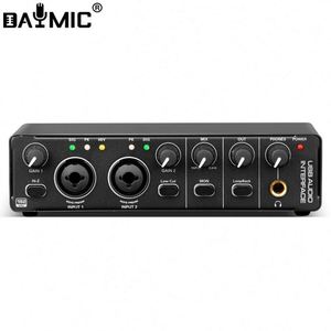 Interfaz de Audio Profesional de 2 Canales, 2 Entradas y 2 Salidas, Equipo de Grabación para Computadora, Canto en Vivo, Mezclador de Guitarra Externo USB - Product Image 1