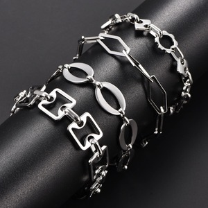 Elegante Pulsera Geométrica de Acero Inoxidable, Cadena de Mano para Hombre y Mujer, Brazalete, Tobillera, Joyería Metálica de Verano - Product Image 1
