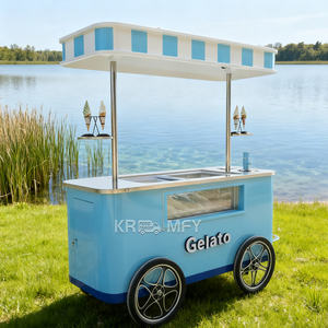 Carrito de Comida Móvil para Exteriores con Vitrina Congeladora de Helados y Gelatos, Ideal para Venta de Flores - Product Image 4