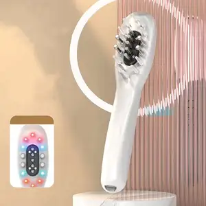 Pincel elétrico anti-queda de cabelo para massagem e terapia, produto em tendência, íons de vibração, escova de massagem com luz vermelha e azul, pente elétrico para crescimento do cabelo