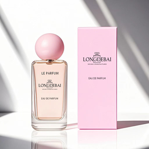 Botella de perfume de vidrio transparente vacía, moderna y personalizada, de 30ml, 50ml, 100ml, cuadrada, con caja rosa. - Product Image 1
