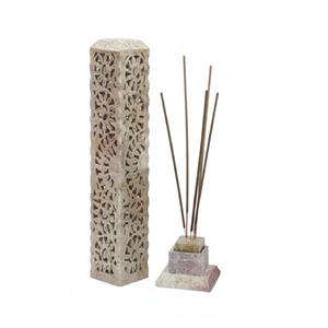 Porte-bougie traditionnel en pierre ollaire |   Bougie chauffe-plat en pierre sculptée à la main pour la méditation et la décoration spirituelle - Product Image 1