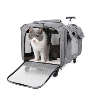 फैशनेबल ऑक्शफोर्ड पालतू यात्रा वाहक बैग लुभावनी फोल्डेबल कुत्ते/बिल्ली ट्रॉली पहियों और जिपर बंद - Product Image 2
