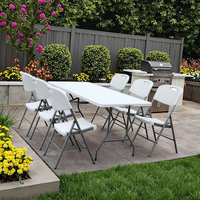 Table pliante rectangulaire Portable de 6 pieds Design moderne léger pour les hôtels en plein air Entrée Villas Banquets en bois métal HDPE