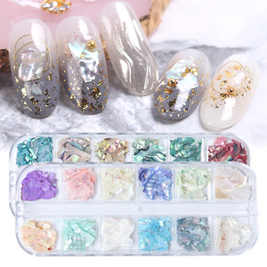 Décorations d'ongles 3D irrégulières en paillettes holographiques en forme <span class=keywords><strong>de</strong></span> flocons <span class=keywords><strong>de</strong></span> sirène, tranches <span class=keywords><strong>de</strong></span> coquillages d'ormeau, sequins pour manucure en plastique - Product Image 2