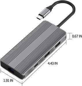 Hub USB C 8 Ports OEM 8 in1 Type C Hub avec HDMI 8K 30Hz RJ45 1000M PD 100W Compatible avec <span class=keywords><strong>MacBoo</strong></span> k Pro Del l H P - Product Image 2